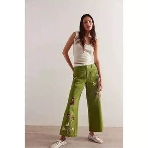 NWT Free People We The Free Summer Bloom Embroidered Jeans 28